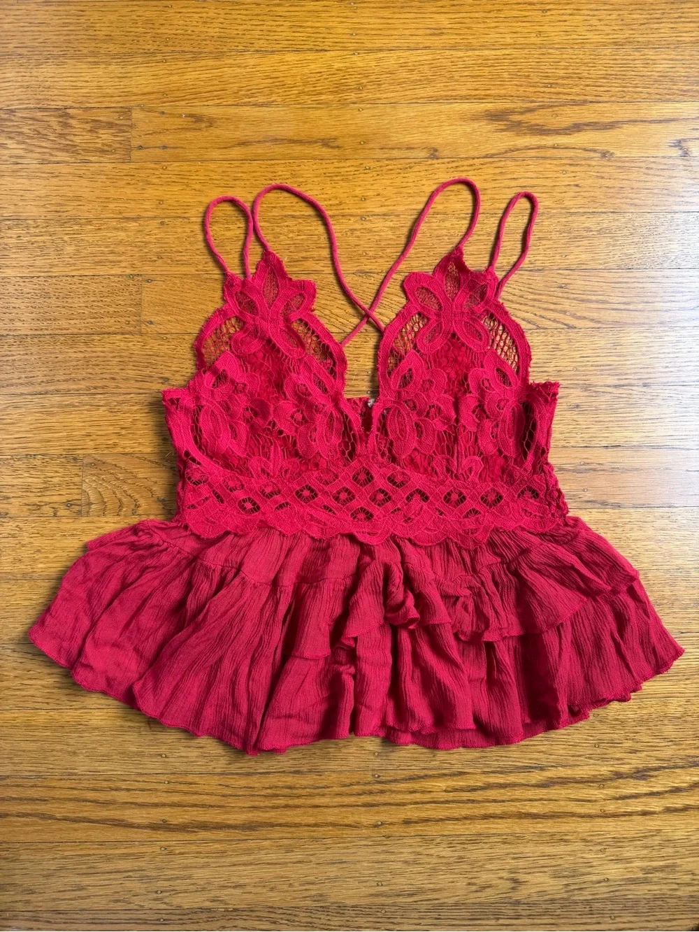 Like New - Free People Adella Cami in Cherry Red (Small)